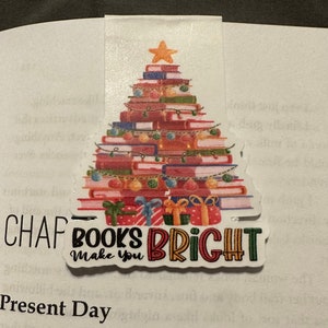 Magnetic Bookmark  Christmas Tree, Reading Makes You Bright