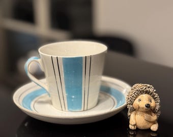 Upsala-ekeby Gefle Amanita Blue Tea Cup Sets: 1950s Nordic
