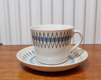 Upsala-ekeby Gefle Amanita Blue Tea Cup Sets: 1950s Nordic