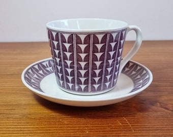 Upsala Ekeby Gefle Porslin Blu Vintage Ceramic Plate. Red With