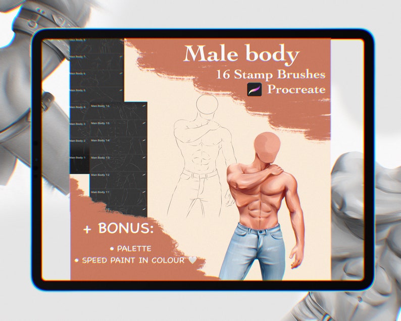 Male Body Stamp Brushes for Procreate Body Stamp Brushe Man Etsy