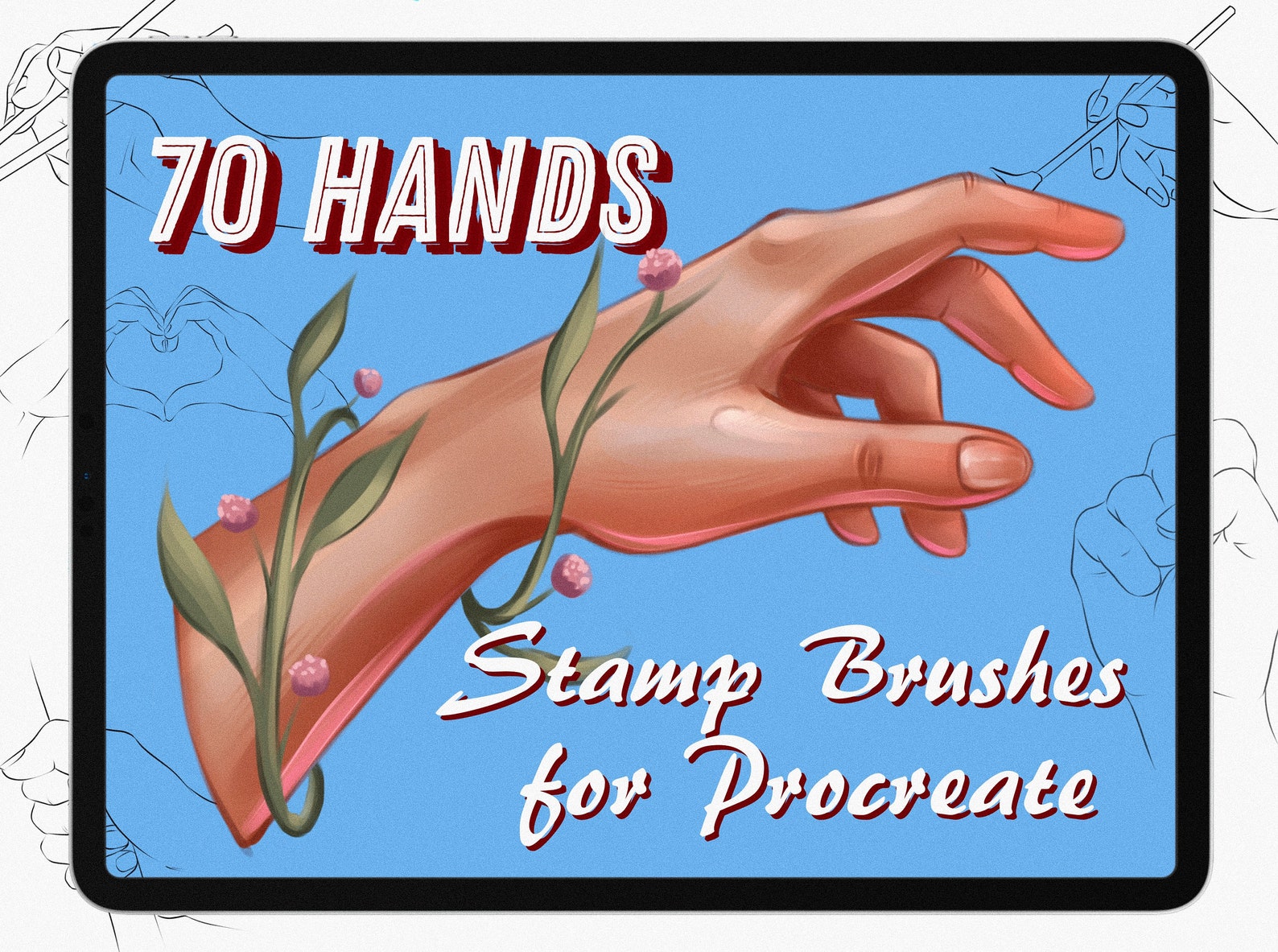 70 realistic Hand stamp Brushes for Procreate Procreate hands Etsy