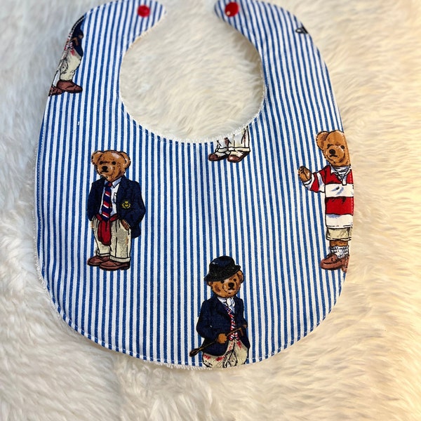 Baby Bib and/or Burp Cloth- In Iconic Ralph Lauren Polo Bear