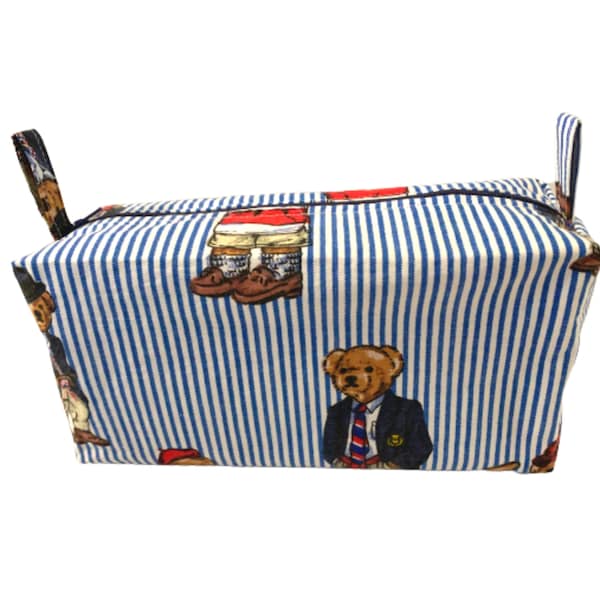 Boxy Zipper Pouch in Iconic Ralph Lauren Polo Bears Fully Lined - 2 sizes