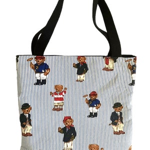バッグ vintage tote bag bear navy Polo Ralph Lauren Bear Canvas Tote Bag Navy Embroidered