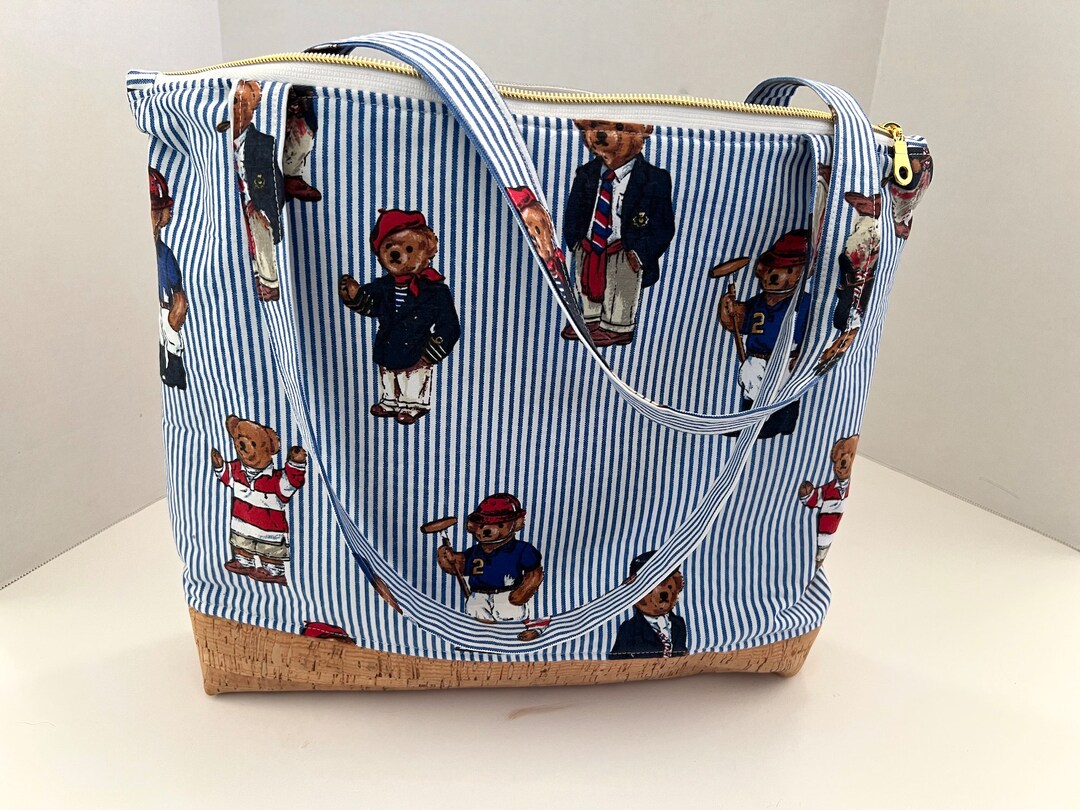 Tote Bag With Zipper Close in Iconic Ralph Lauren Polo Bears Cork Bottom Free Shipping Etsy Ireland