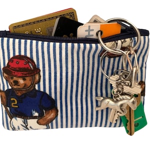 Monedero/cartera/monedero pequeño con cremallera en tejido icónico de los osos Polo de Ralph Lauren
