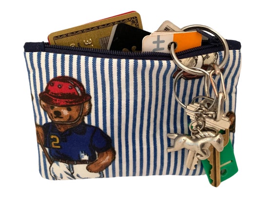 Small Zipper Coin Purse pouch wallet in Iconic Ralph Lauren Polo Bears Fabric Etsy