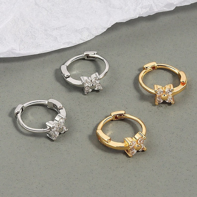 4pcs Gold Earrings Set, Everyday Earrings, s925, Dainty Minimalist Earring Set, Huggie Hoop Earrings, Earring set for Multiple Piercings zdjęcie 4