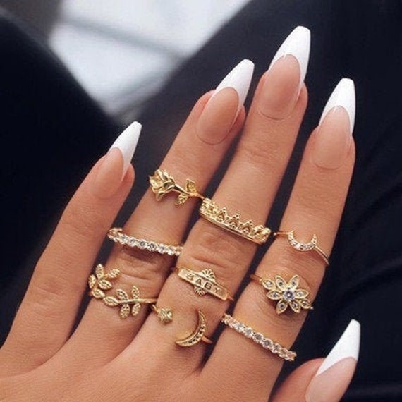 5 Pcs/Set Simple Fashion Wave Pattern Ring Set for Women Trend Personality  Pearl Zirocn Metal Multilayer Ring Jewelry Girl Gift - AliExpress