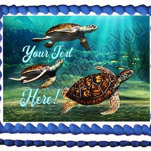 Sea Turtles - Edible Cake or Cupcake Topper