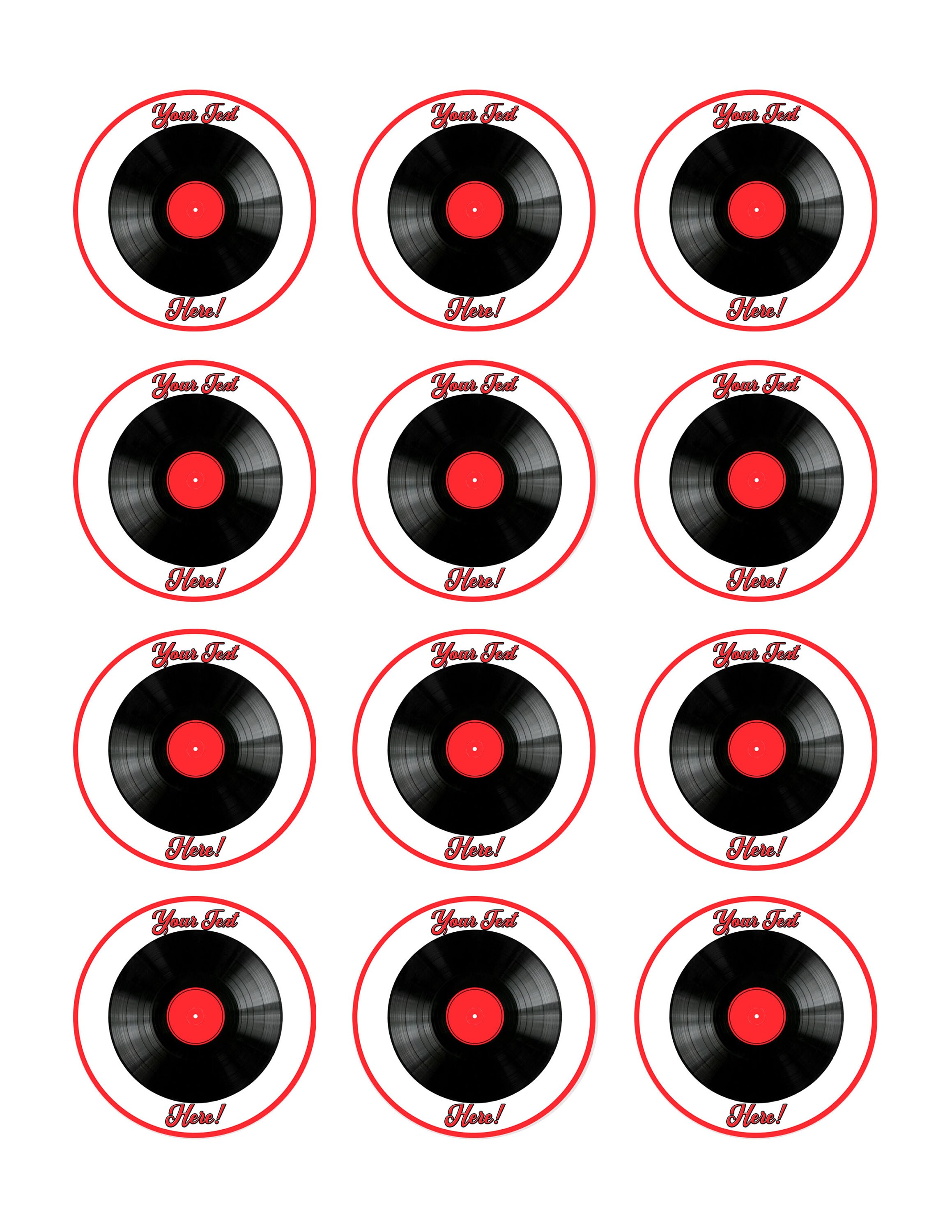 Vinyl Record Edible Cake or Cupcake Topper Etsy