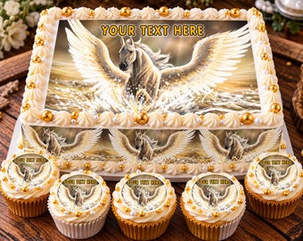 Pegasus Edible Cake Topper | Winged Horse Birthday Cake & Cupcake Toppers