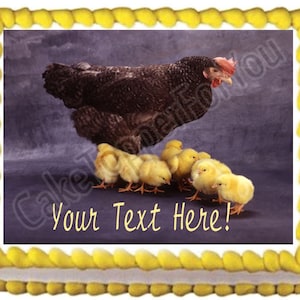 Hen and Small Chickens - Edible Cake or Cupcake Topper