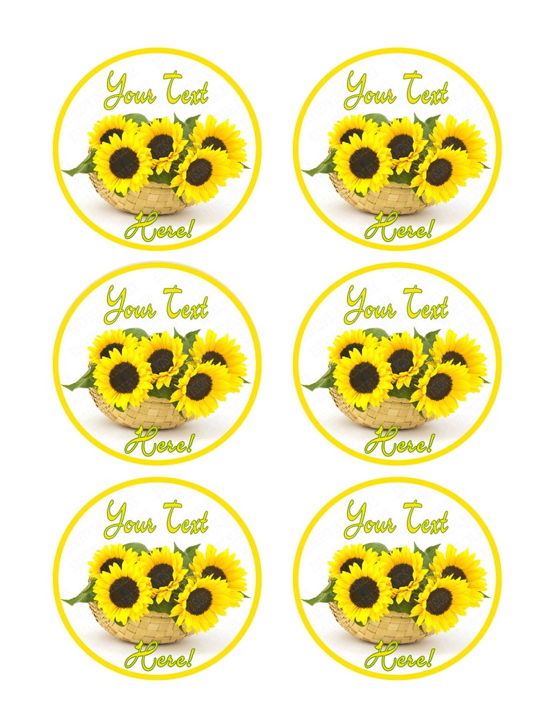 Edible Cake or Cupcake Topper Sunflower in a Basket