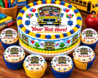 School Bus Edible Cake Topper | Back to School Birthday & Cupcake Toppers