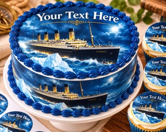 Titanic Ship Edible Cake Topper | Personalized Ocean Liner Birthday Cake & Cupcake Topper N/2
