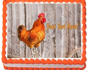 Singing Red Rooster - Edible Cake or Cupcake Topper