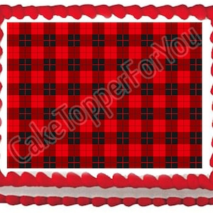 Buffalo Plaid - Edible Cake or Cupcake Topper