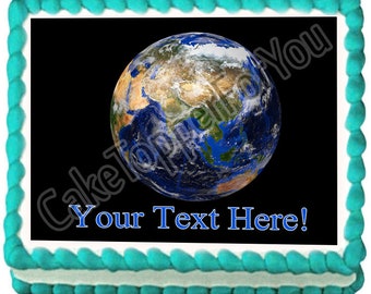 Earth Planet - Edible Cake or Cupcake Topper