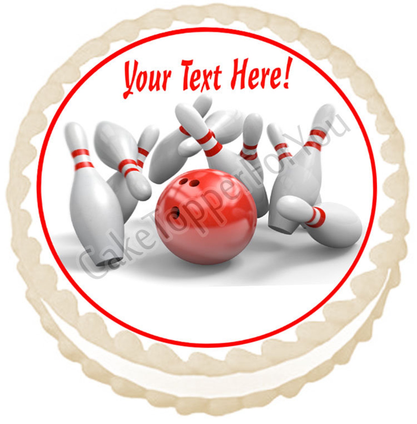Bowling - Edible Cake or Cupcake Topper - Etsy
