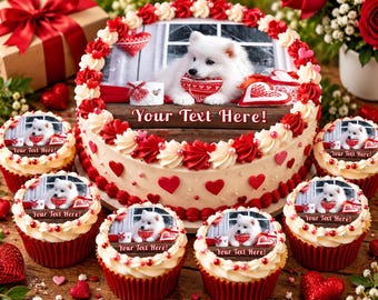 Valentine Puppy Edible Cake Topper | Dog Birthday & Cupcake Toppers