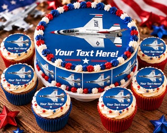 US Air Force Thunderbirds 17 Edible Cake Topper | Fighter Jet Birthday & Cupcake Toppers