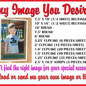 Custom Order - We can make any picture into a cake topper that you upload - Your own edible cake topper - Send your picture here in message!