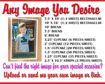 Custom Order - We can make any picture into a cake topper that you upload - Your own edible cake topper - Send your picture here in message!
