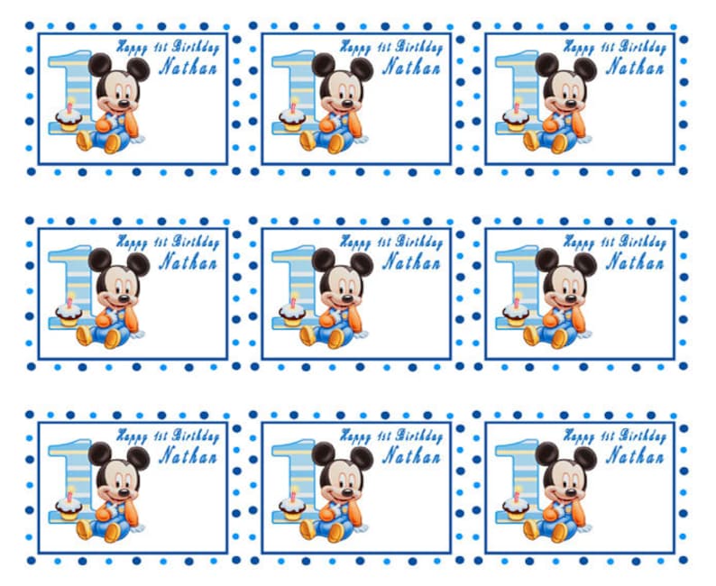 BABY MICKEY MOUSE 1st Birthday Edible Cake or Cupcake Topper