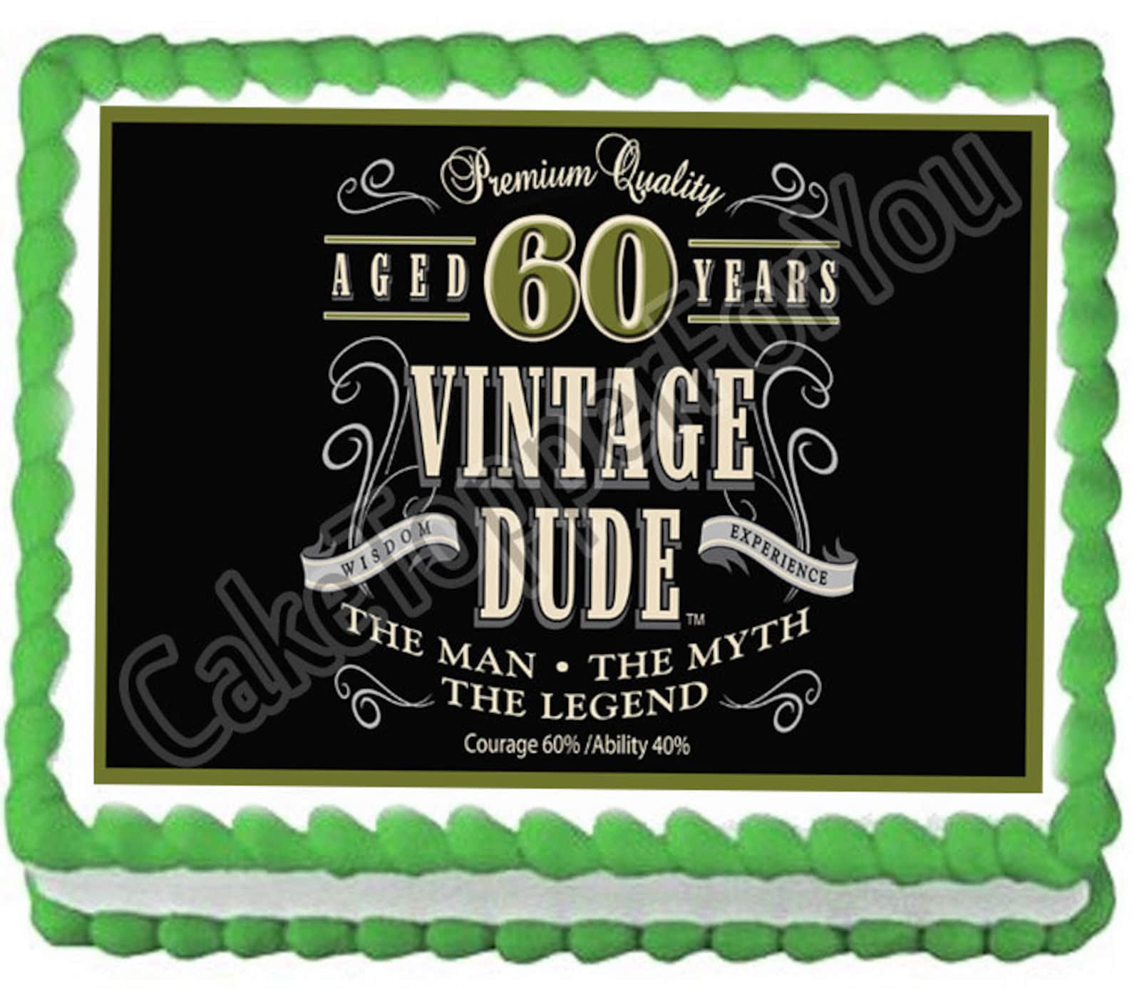 Vintage Dude 60th Edible Cake or Cupcake Topper Etsy