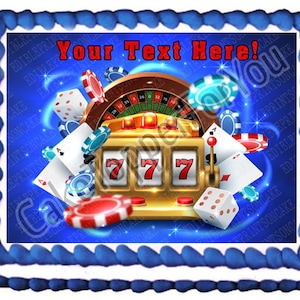Casino Gambling Roulette Big Lucky Slot Machine - Edible Cake or Cupcake Topper