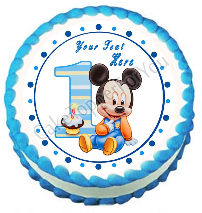 BABY MICKEY MOUSE 1st Birthday Edible Cake or Cupcake Topper