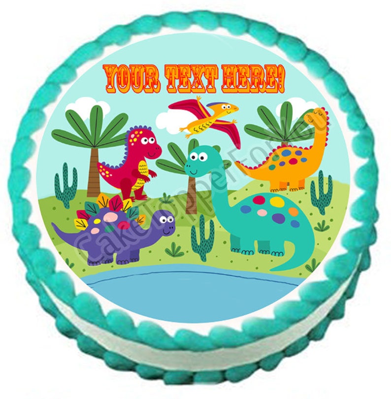 Cute dinosaurs Edible Cake or Cupcake Topper Etsy