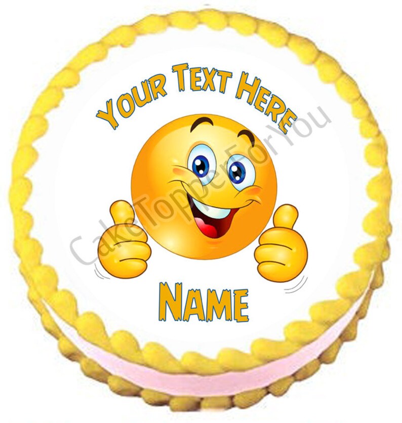 Smile Face Emoji Edible Cake or Cupcake Topper Etsy