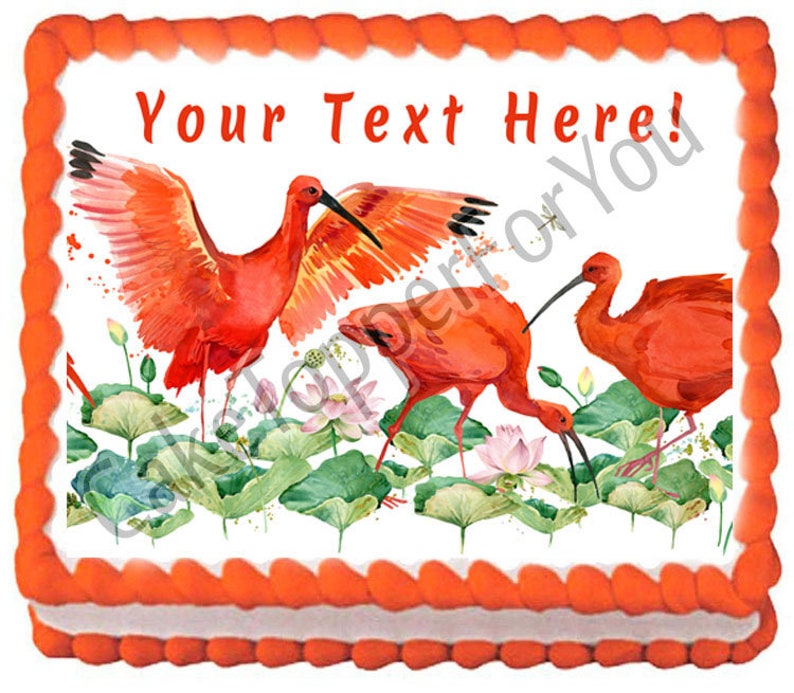 Edible Cake or Cupcake Topper Scarlet Ibis Tropical Bird