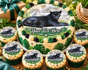 Black Panther Edible Cake Topper | Jungle Birthday Cake & Cupcake Decorations