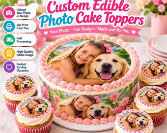 Custom Photo Cake Topper | Personalized Edible Frosting Sheet | Your Picture, Logo or Image