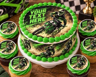 Motocross Edible Cake Topper | Dirt Bike Birthday Cake & Cupcake Decorations