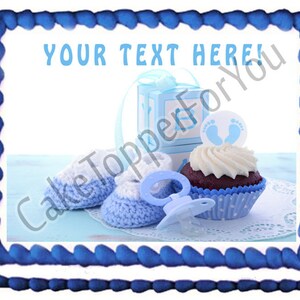 Its a Boy Blue Baby Shower - Edible Cake or Cupcake Topper