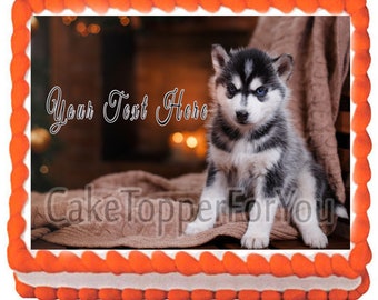 Husky Puppy - Edible Cake or Cupcake Topper
