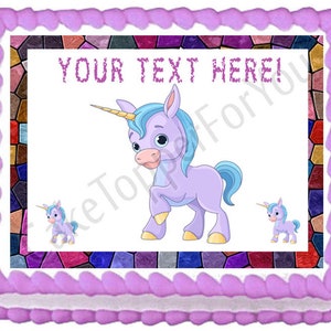 Cute Baby Unicorn - Edible Cake or Cupcake Topper