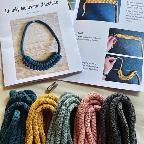 Kit DIY de gros colliers en macramé - apprendre le macramé, cadeau, kits de bricolage, travaux manuels, cadeau pour elle
