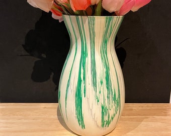 White, Green with Silver Glass Vase for Any Flowers