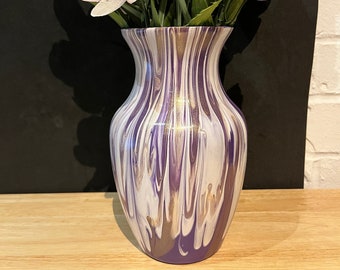 White, Purple  and Gold Glass Vase for Flowers