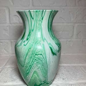 Green, White and Silver Glass Vase for Any  Flowers