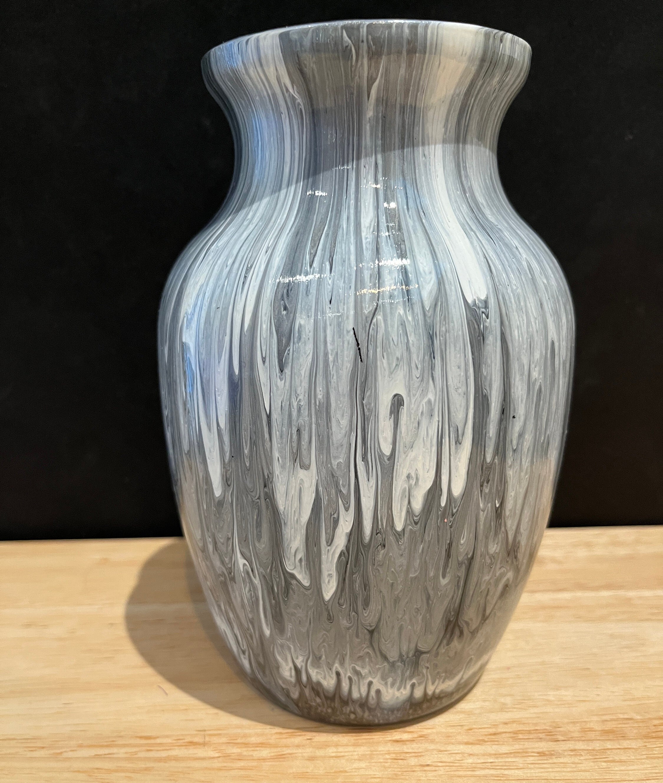 Grey, White and Black Glass Vase - Etsy
