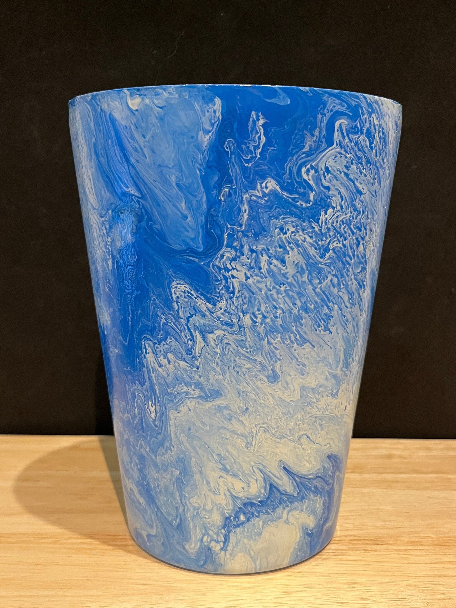 Blue and White Glass Vase for Flowers or Plant