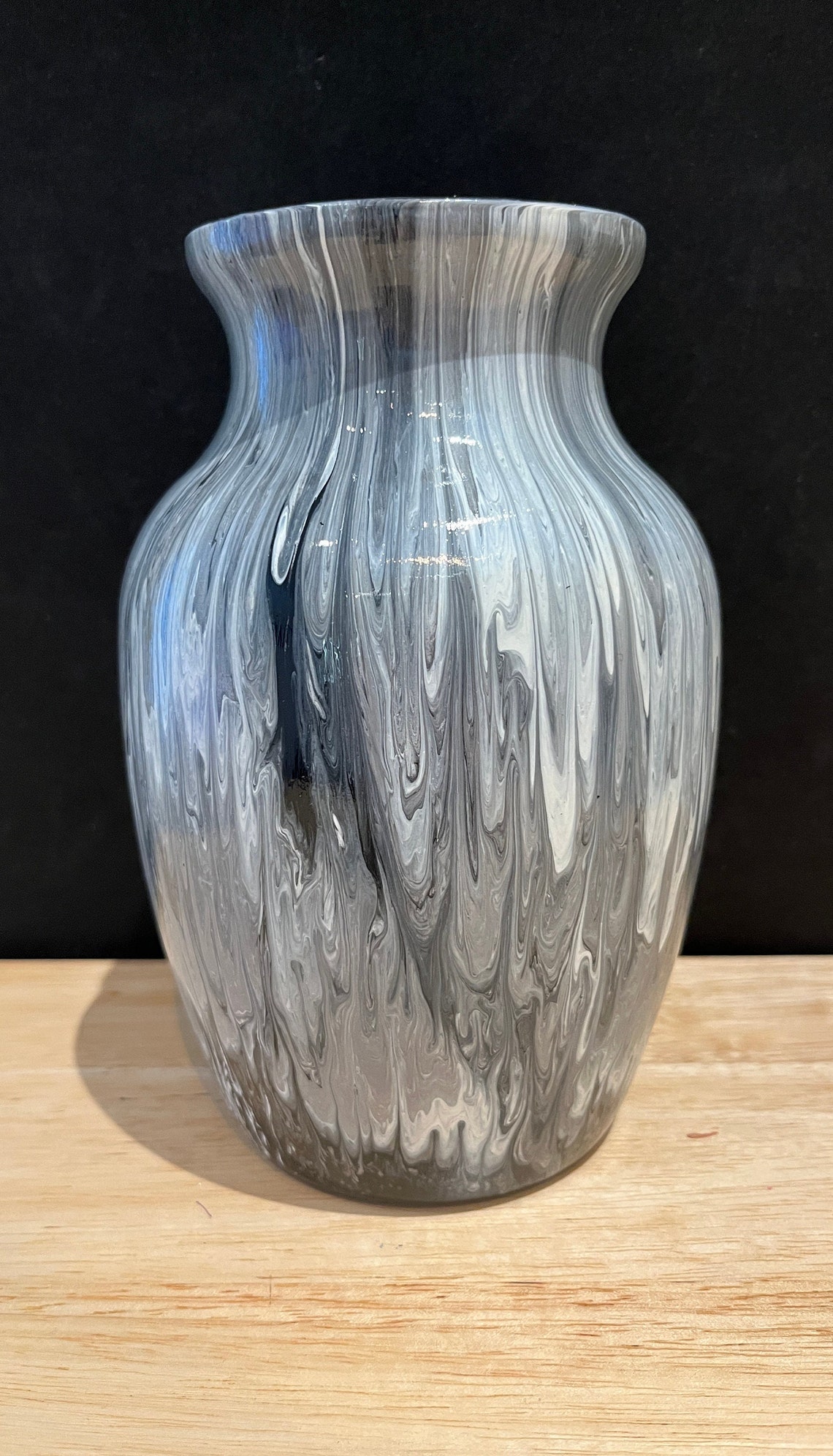 Grey, White and Black Glass Vase - Etsy