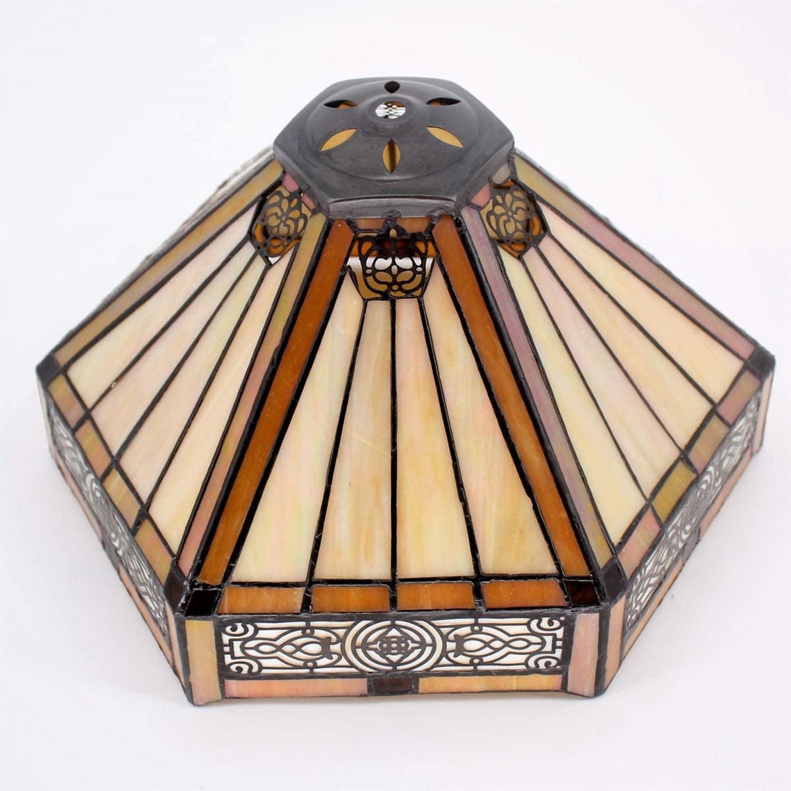 Handmade Vintage Tiffany Hanging Lamp 12 Yellow Stained Etsy